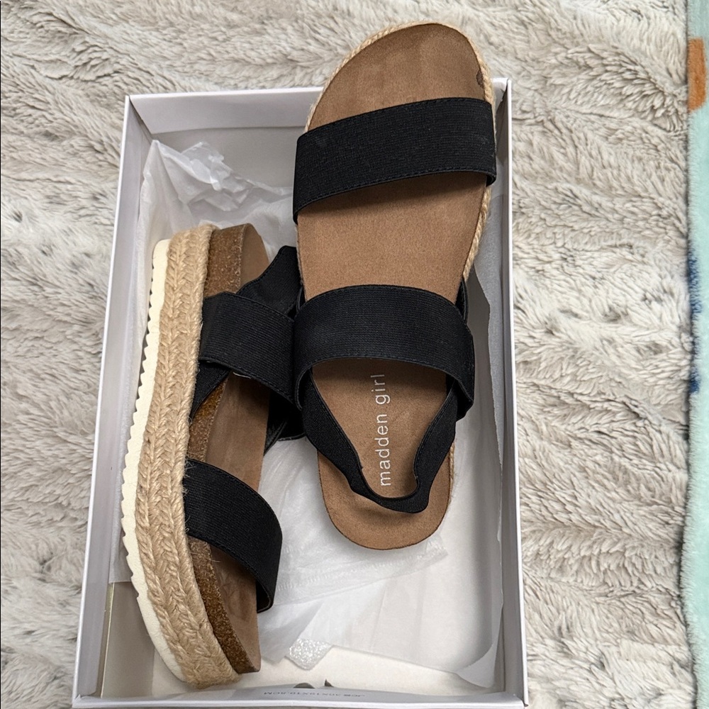 Madden Girl Black Espadrille Sandals